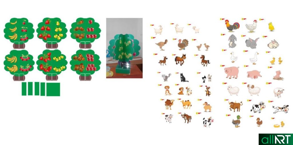 Математика в садик, схема дерева, животные для садика в векторе [CDR]