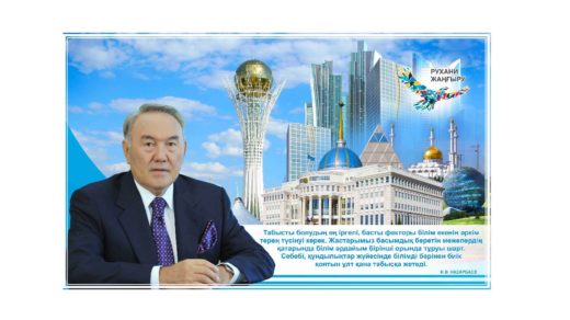 Баннер, стенд Рухани жангыру с достопримечательностями Нур-Султана [CDR]