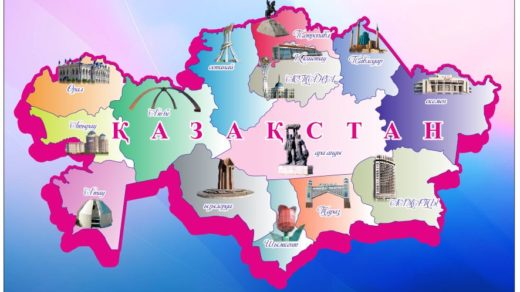 Карта Казахстана с достопримечательностями городов [CDR]