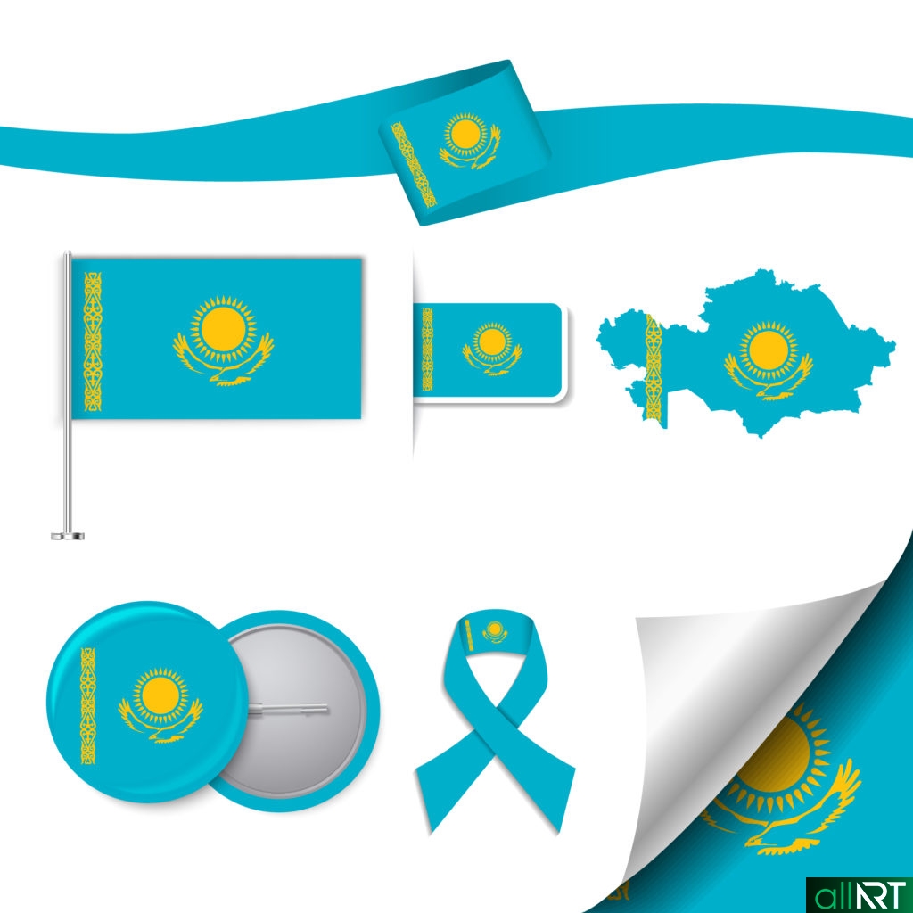Флаг Казахстана, значок, брелок [EPS, CDR]
