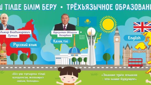 Стенд , Баннер трехъязычие в Казахстане, трехъязычие в школах РК [CDR]