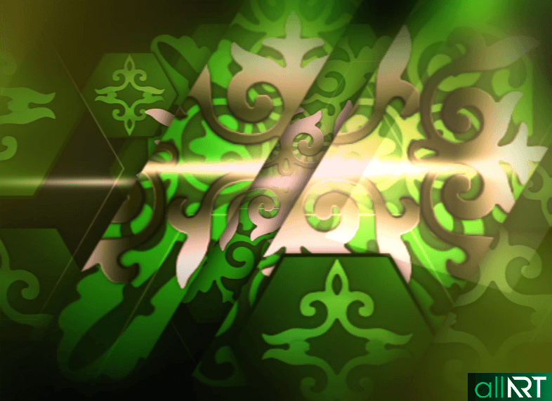 Футаж с казахскими орнаментами, узорами в зеленом цвете [ 720×576, MOV ]