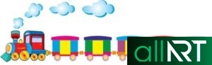 Стенд в виде паровоза в детский сад в векторе [CDR]