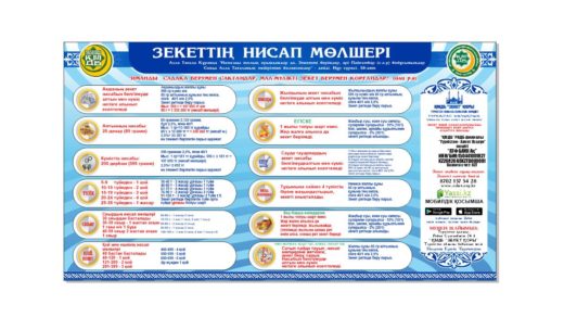 Стенд Зекеттің нисап мөлшері 2019 [CDR]