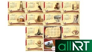 Календарь настольный с казахскими рисунками, орнаменты в векторе [CDR]