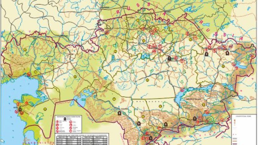 Карта с расстояниями автодорог казахстана с расстояниями