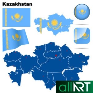 Шаблон внутренних страниц ежедневника Казахстана, карта с СНГ, календарь [CDR]