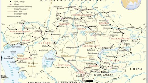 Карта железных дорог Казахстана на английском [CDR]