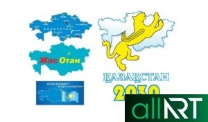 Стенд 2050 и Мангелик Ел, Мәңгілік Ел c картой Казахстана на латинице [CDR]