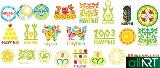 Эмблемы, логотипы, надписи на казахском Наурыз, наурыз 2017 в векторе [CDR]
