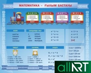 Таблица умножения для детского сада, начального класса в векторе [CDR]
