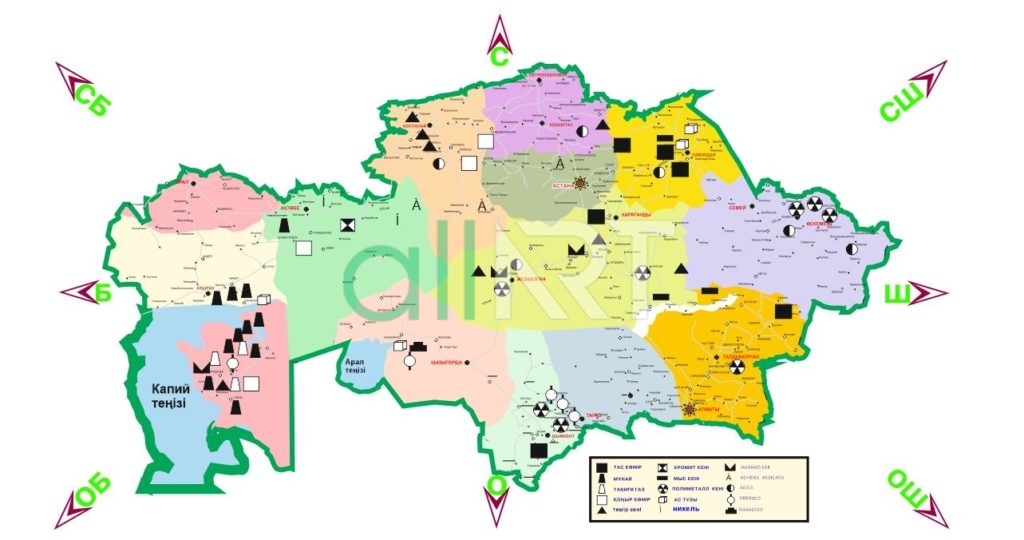 Қазақстанның пайдалы қазбалары бар картасы, Карта Казахстана с полезными ископаемыми [CDR]