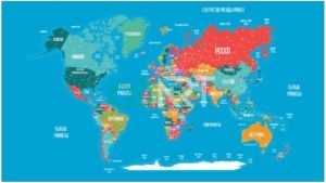 Карта мира на русском в векторе с городами [CDR]