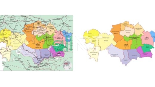 Қазақстанның жаңа облыстармен картасы, карта Казахстана с новыми областями 2022 года  в векторе [CDR]
