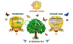 Вертикальный классный уголок с казахскими орнаментами [CDR]