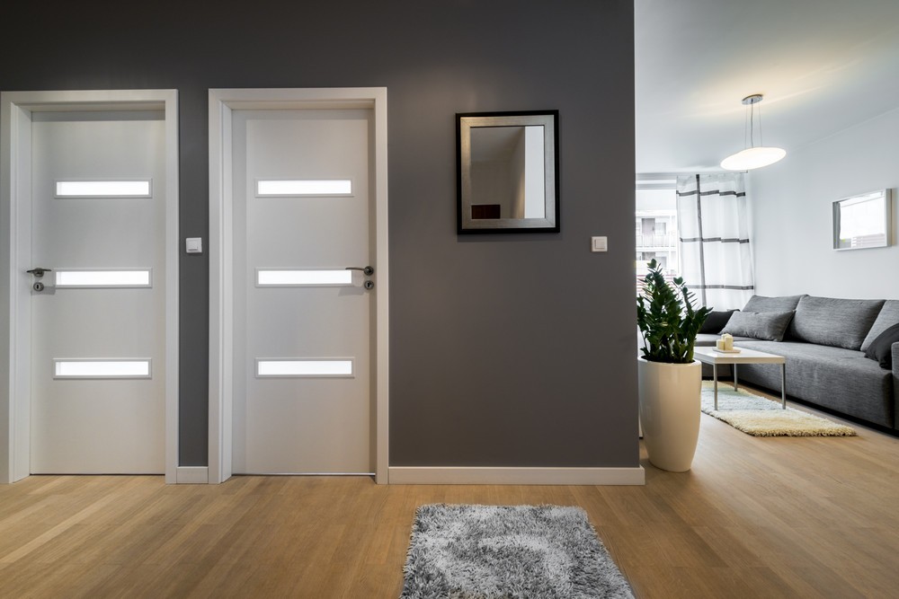 Corridor,And,Living,Room,In,Modern,Apartment,With,Gray,Walls