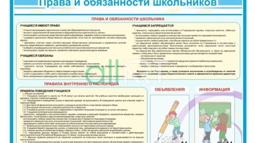 Стенд права и обязанности школьников [CDR]