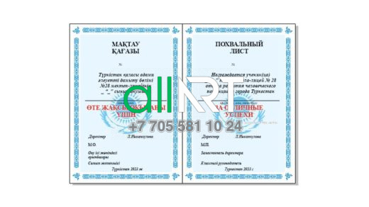 Түркістан мектебіне арналған мақтау парағы / похвальный лист для школы Туркестан [CDR]