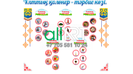 Стенд Ұлттық қолөнер - тәрбие көзі. Улттық ойындар, Ұлттық киімдер, Ұлттық тагамдар Улттық салт-дәсту, националная одежда, еда [CDR]