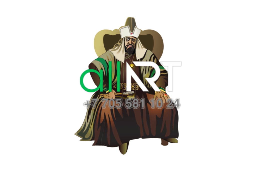 Ростовая фигура Абылай хан на троне в векторе [CDR]