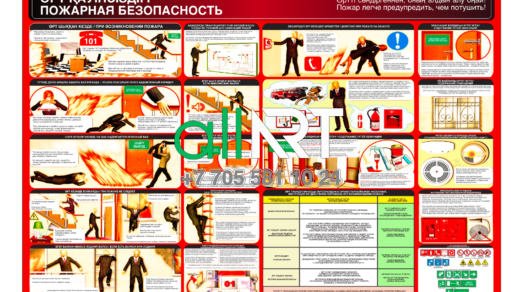 Стенд өрт қауіпсіздігі, пожарная безопасность в векторе на казахском и русском [CDR]