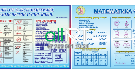 Стенд для кабинета математики с формулами по алгебре,геометрии / Алгебра, геометрия формулалары бар математика кабинетіне арналған Стенд [CDR]
