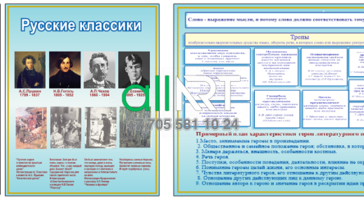 Стенды для кабинета русской литературы,русские и зарубежные классики [CDR]