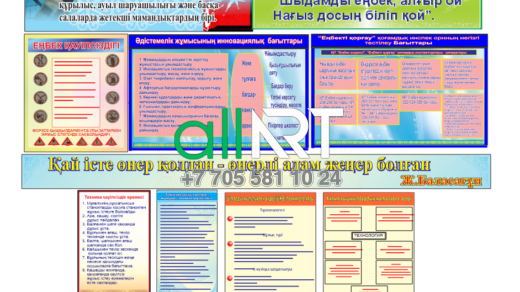 Стенды и вывески о труде : инновационные направления методической работы, безопасность труда и т.д. / Еңбек туралы стендтер мен белгілер: әдістемелік жұмыстың инновациялық бағыттары, еңбек қауіпсіздігі және т. б. [CDR]