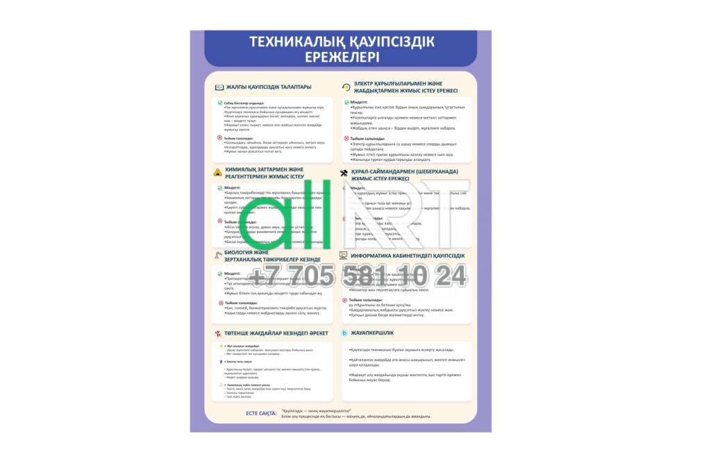 Жоғары сыныптарға арналған техника қауіпсіздігі стенді, векторда , Стенд по технике безопасности для старших классов в векторе [CDR]